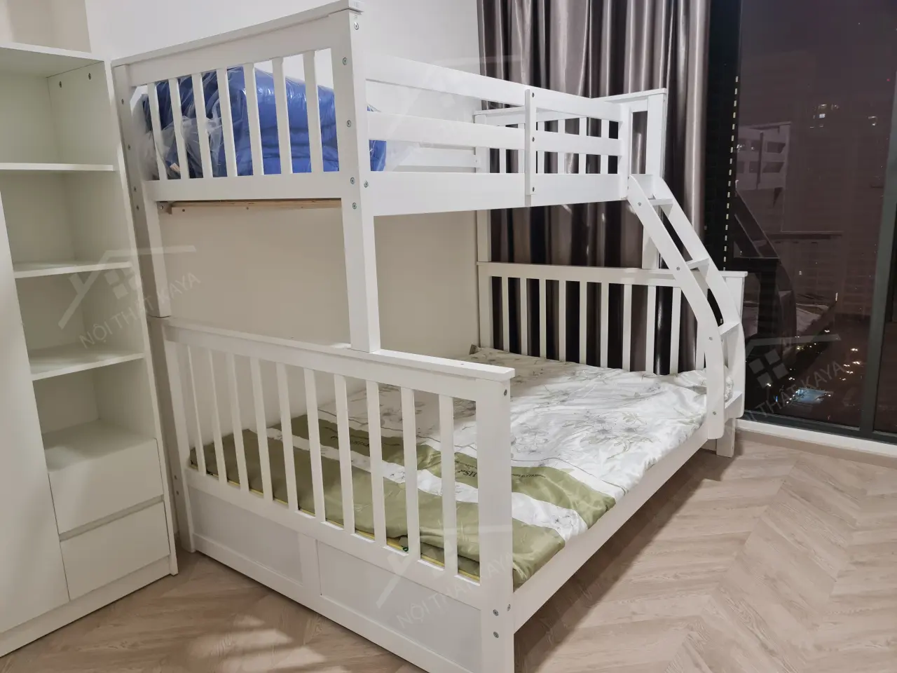 Giường 2 Tầng Xuất Khẩu GT028 (1m-1m4) - Nâu